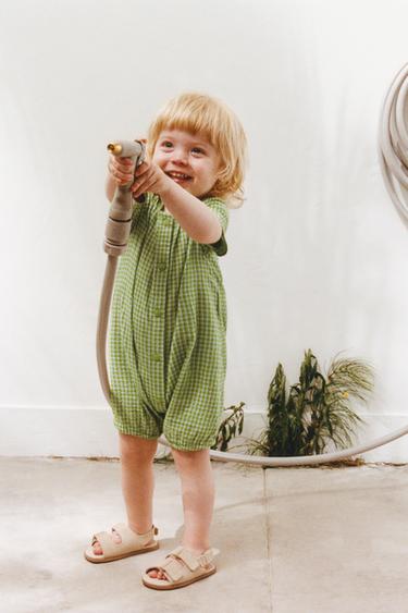 BODY TEXTURÉ À CARREAUX - Vert clair de Zara