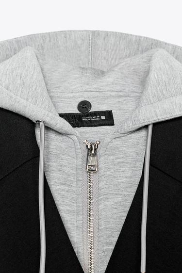 COAT WITH COMBINED HOODIE - Black by Zara - Image 6