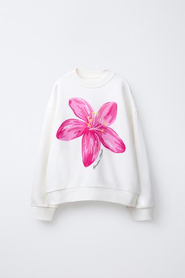MOLETOM FLORAL - Branco-marfim da Zara - Imagem 0