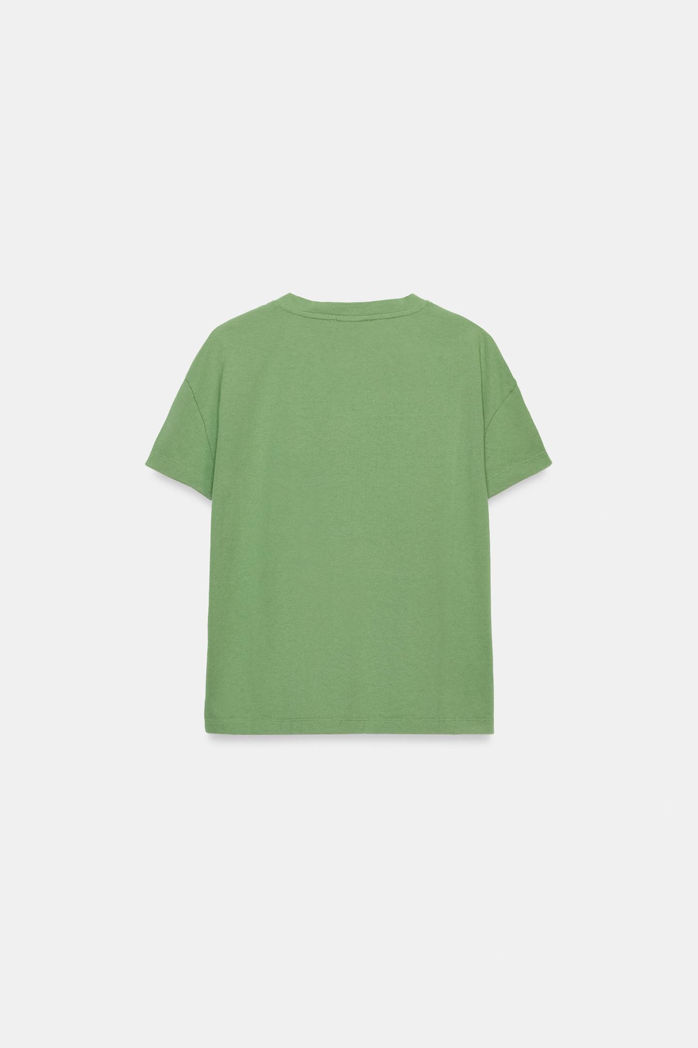 Женская футболка Zara Short Sleeve, цвет: Зелёный — фото 2