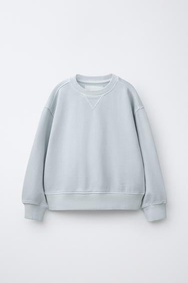 ガーメントダイ無地スウェットシャツライトブルー0Zaraのガーメントダイ無地スウェットシャツ - ライトブルー - 画像 0