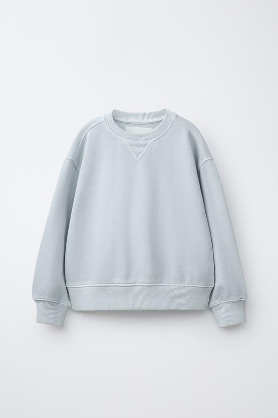 SUDADERA LISA GARMENT DYE - Azul claro | ZARA Mexico