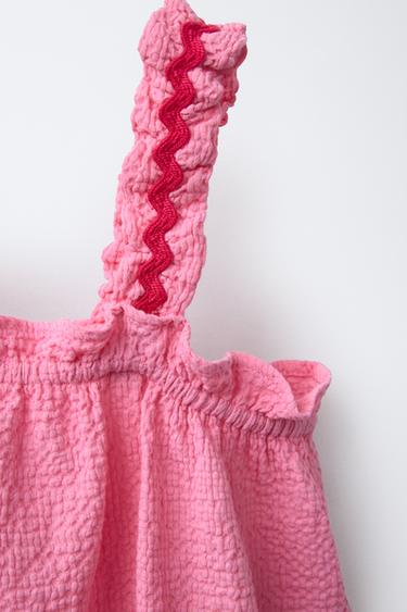 WAVY TRIM TEXTURED TOP - Mid-pink by Zara - Image 2