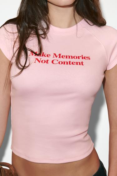 SLOGAN T-SHIRT - Pink by Zara - Image 0