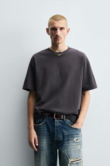 CAMISETA HEAVYWEIGHT REGULAR FIT - Plomo de Zara