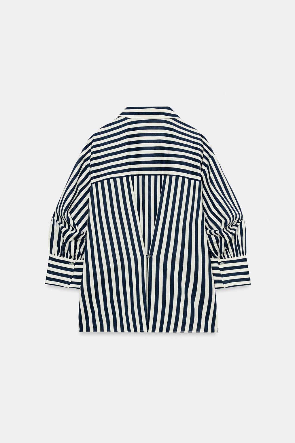 PUFF SLEEVE STRIPED LINEN SHIRT - image 2