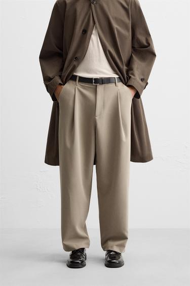 PANTALÓN RELAXED FIT PLIEGUES - Tostado claro de Zara