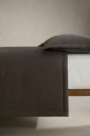 COTTON AND CASHMERE QUILTED BEDSPREAD - Dark grey by Zara - Image 2
