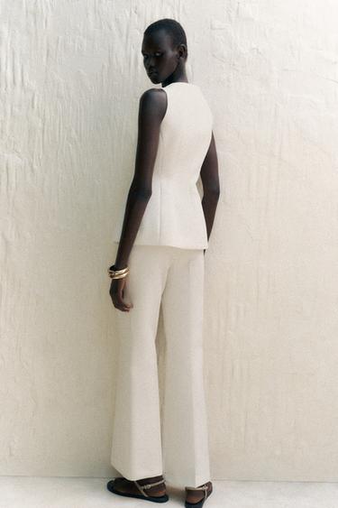 GILET BUSTIER ZIPPÉ - Écru de Zara - Image 3