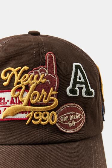 CASQUETTE SERGÉ RÉSILLE BRODERIES PIÈCES - Marron de Zara - Image 3