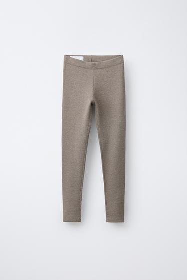 RIBBED KNIT LEGGINGS - camel by Zara - Image 0