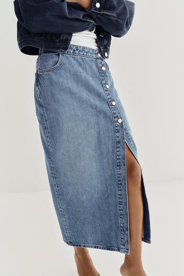 Z1975 WRAP DENIM SKIRT - Mid-blue by Zara