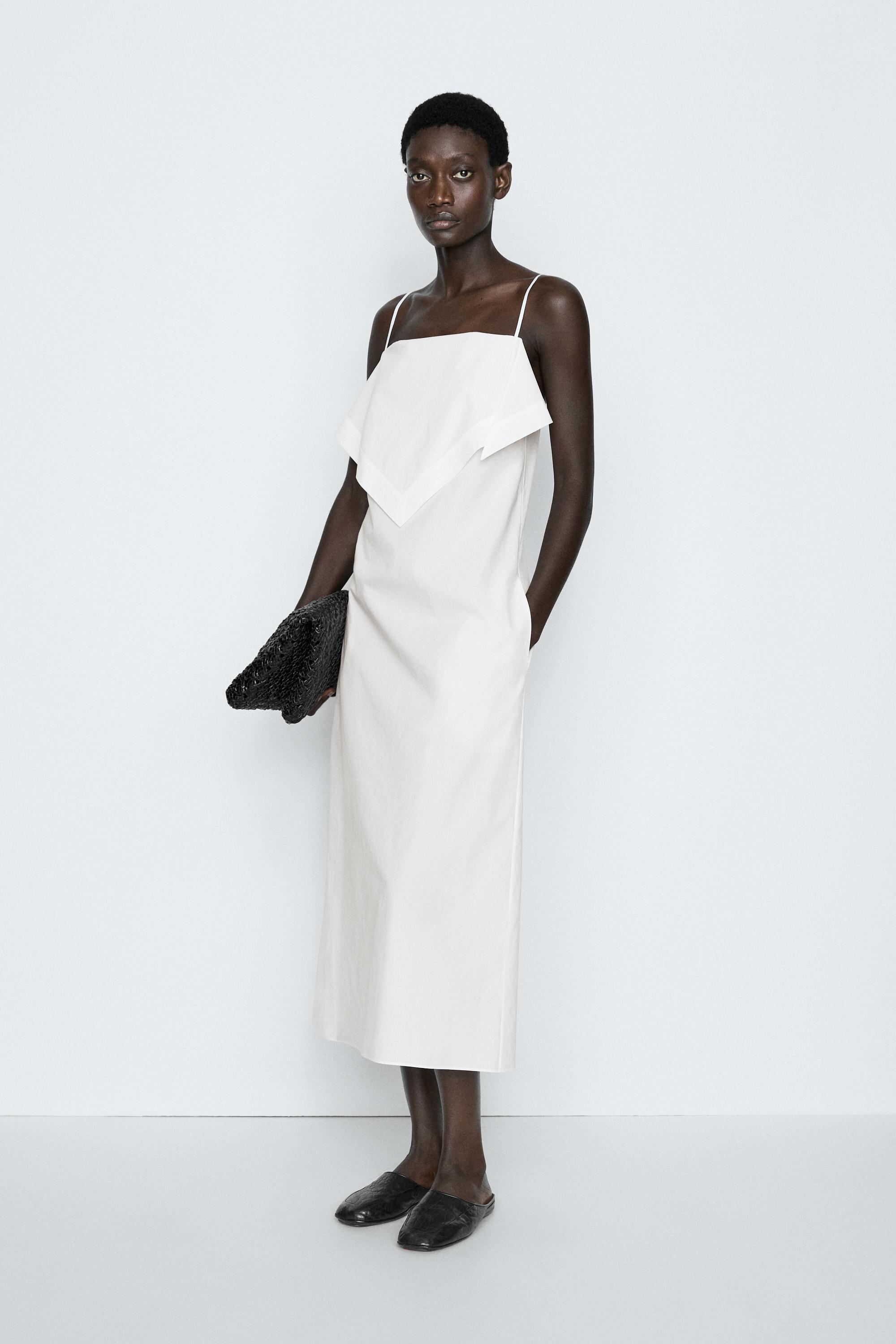 Scarf detail midi dress - STUDIO — White