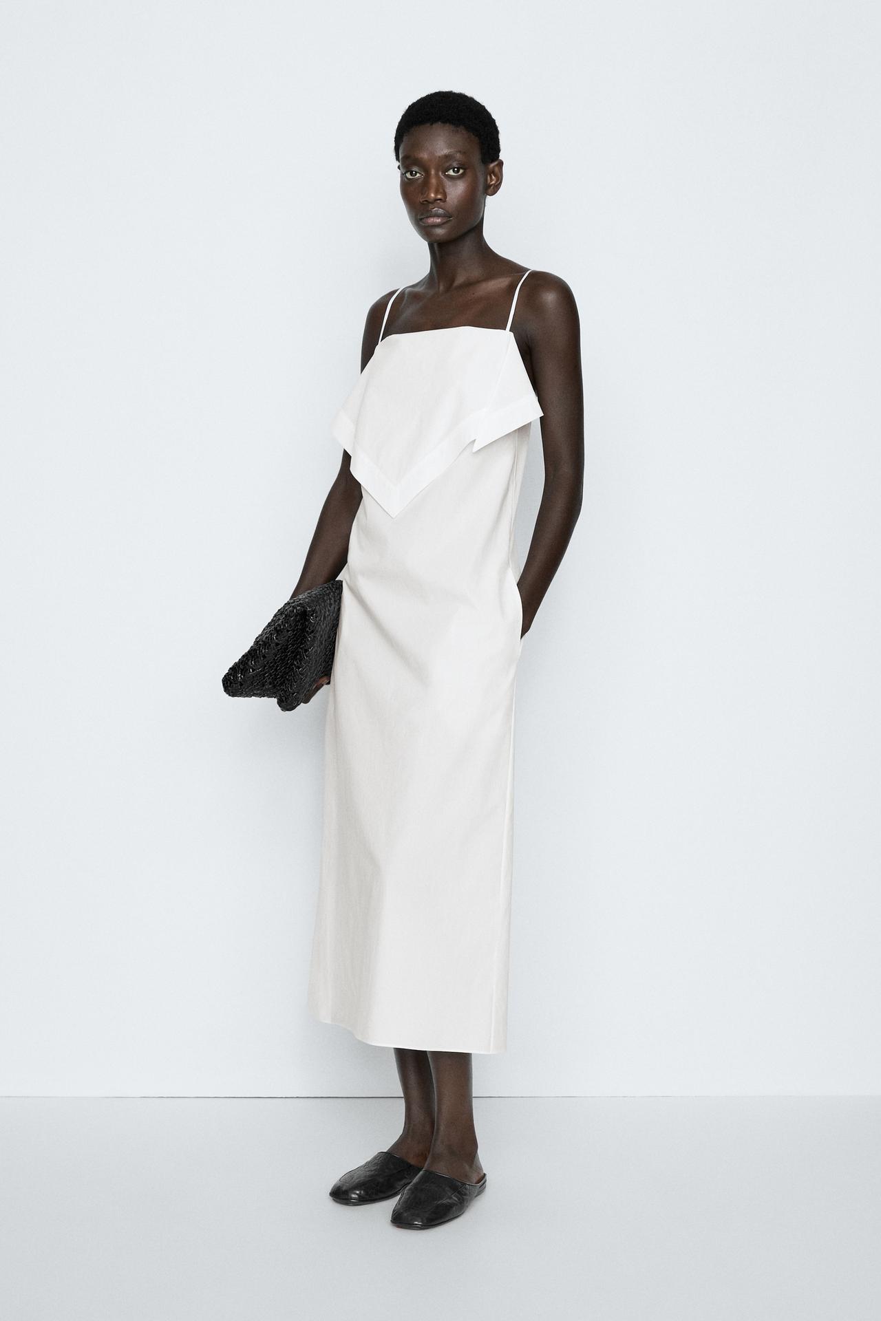 Scarf detail midi dress - STUDIO — White