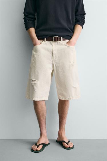 BERMUDES DENIM BAGGY FIT - Blanc trencat de Zara