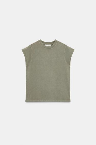 HEAVY COTTON T-SHIRT - Green-dry by Zara