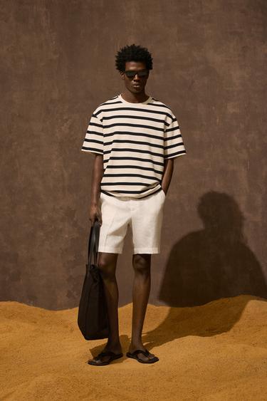 100% LINEN BERMUDA SHORTS - White by Zara