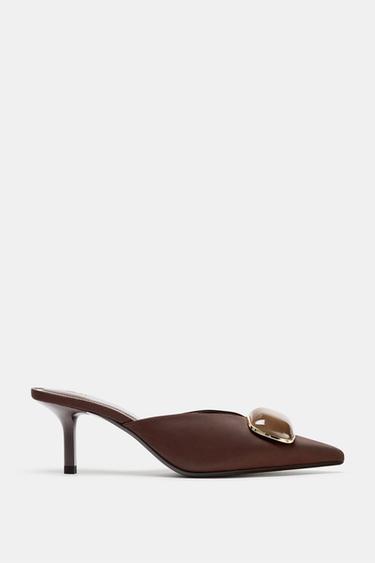 HIGH-HEEL MULE WITH APPLIQUÉ - Brown by Zara