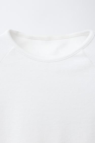 T-SHIRT À MANCHES RAGLAN AVEC MODAL - Blanc de Zara - Image 2