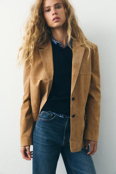 BLAZER 100% COURO CAMURÇA - Bege da Zara