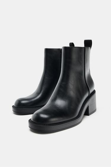 BOTTINES À TALONS ÉPAIS - Noir de Zara - Image 4