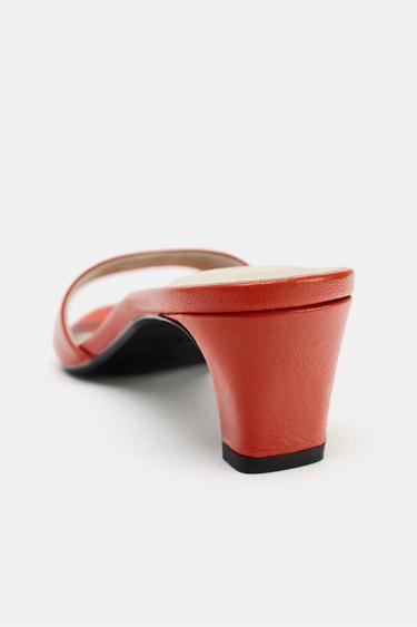 MULES À TALONS EN CUIR - Orange de Zara - Image 5