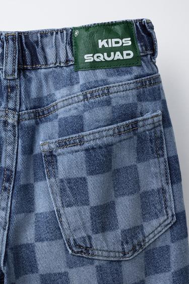 JEAN DROIT À CARREAUX - Bleu de Zara - Image 3