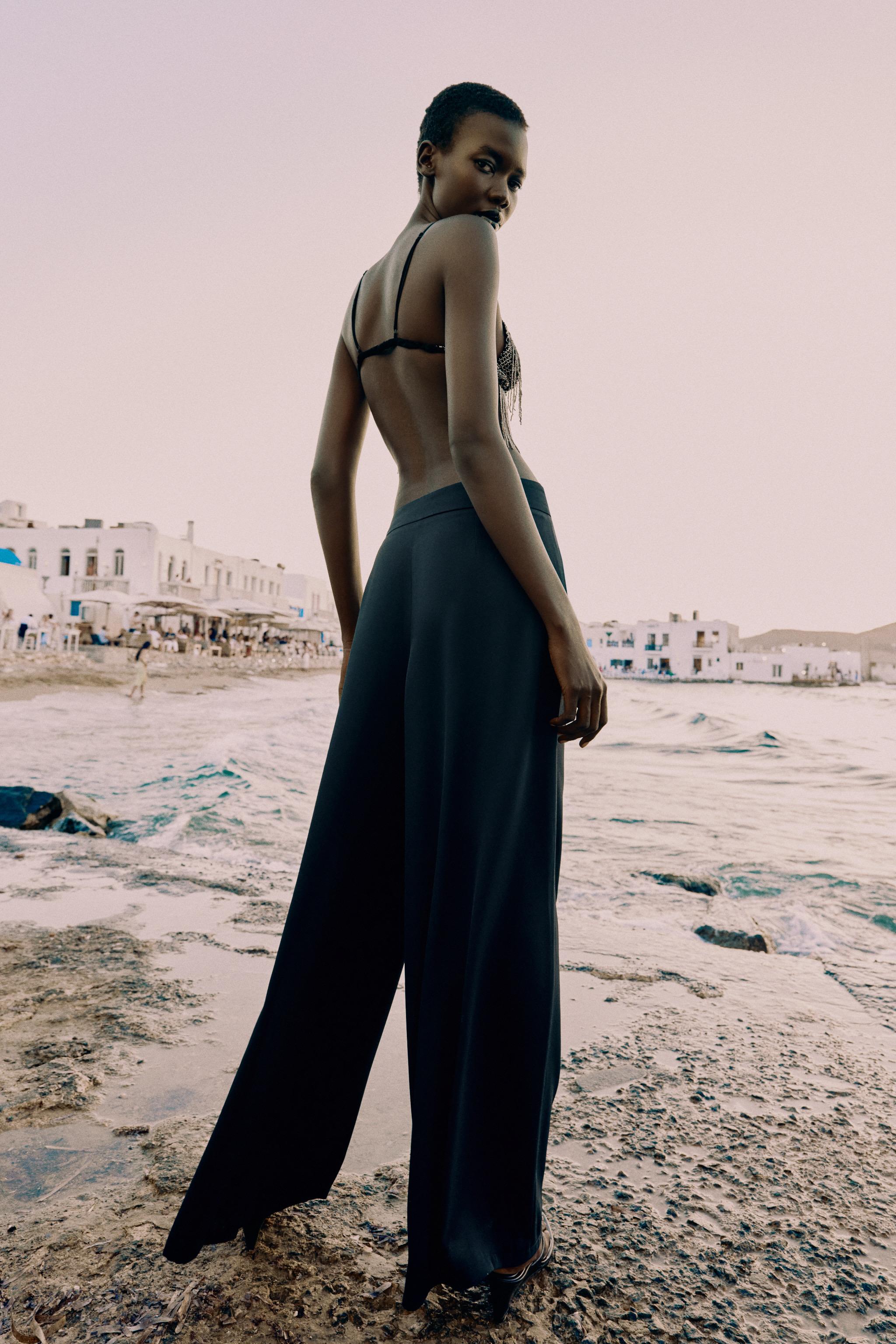 Zara ALTIN DÜĞMELİ PALAZZO PANTOLON görsel 5