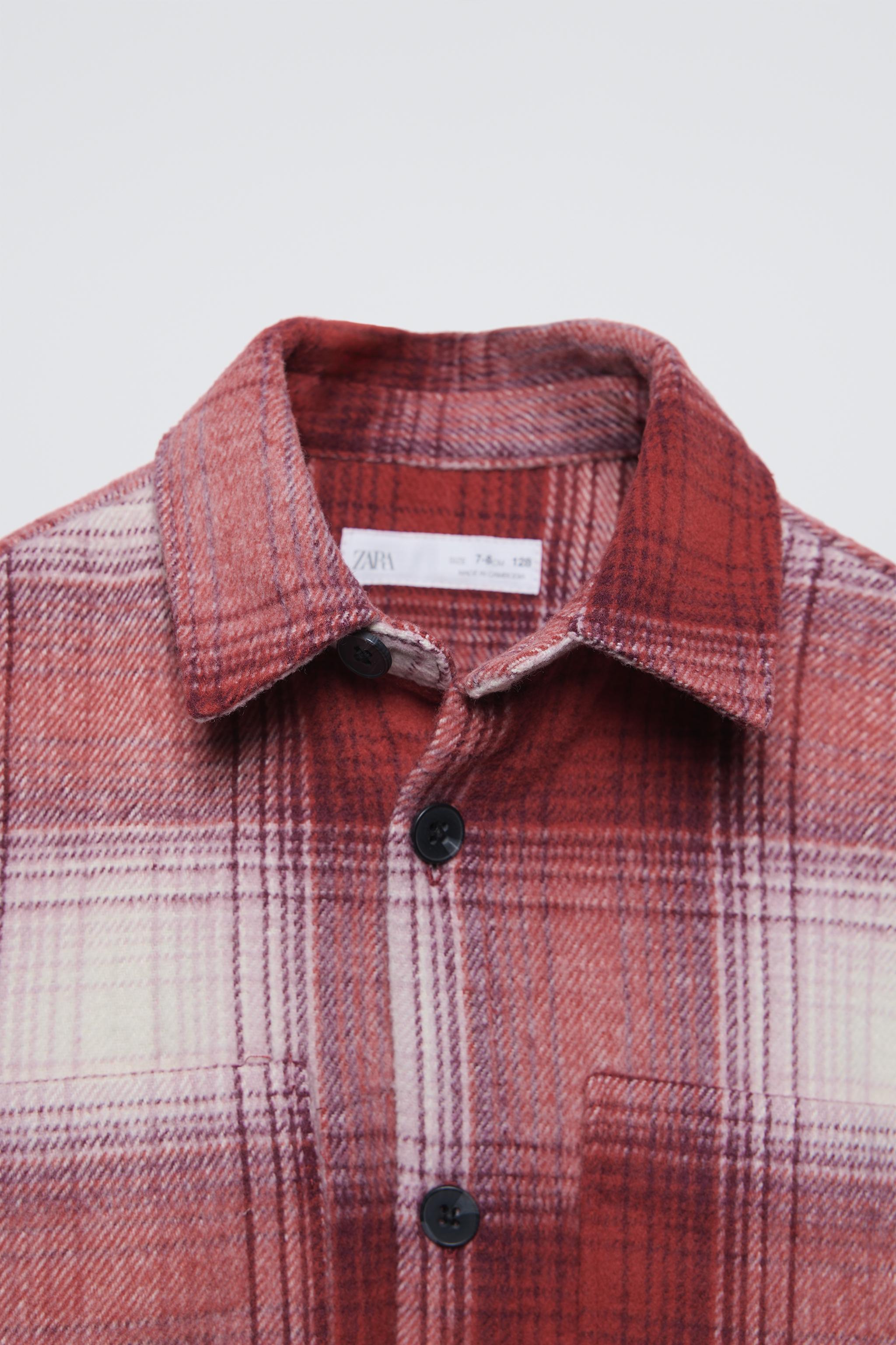 チェック シャツジャケット - レッド | ZARA Japan / 日本