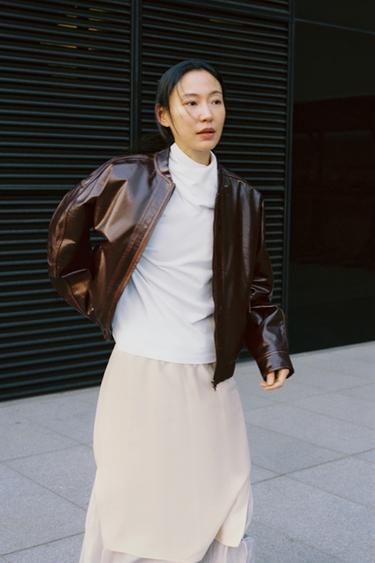 Zara HEAVY COTTON T-SHIRT WITH TIES - White