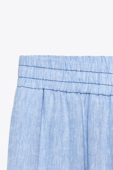 PANTALON LARGE AVEC LIN - Bleu clair de Zara - Image 6