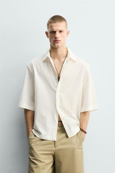TEXTURED BOXY FIT SHIRT - Oyster-white by Zara