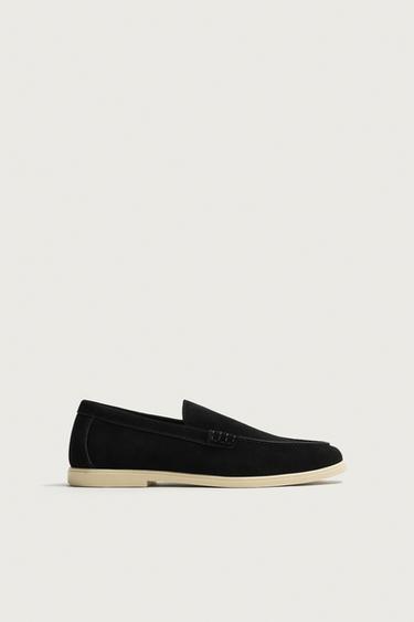 Zara CASUAL LEATHER LOAFERS - Black