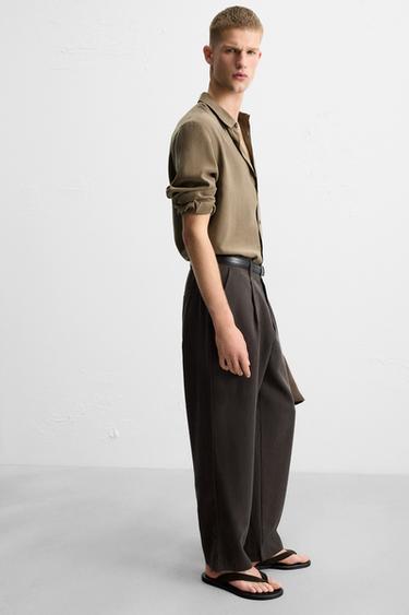 FLOWING PLEATED TROUSERS - Chocolate by Zara - Image 6