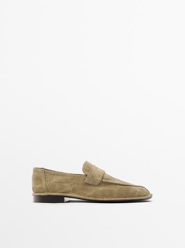 Zara Soft split leather loafers - SAND/BROWN - Image 0