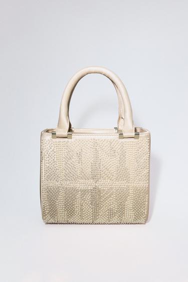 SATINY FAUX PEARL HANDBAG - Beige by Zara
