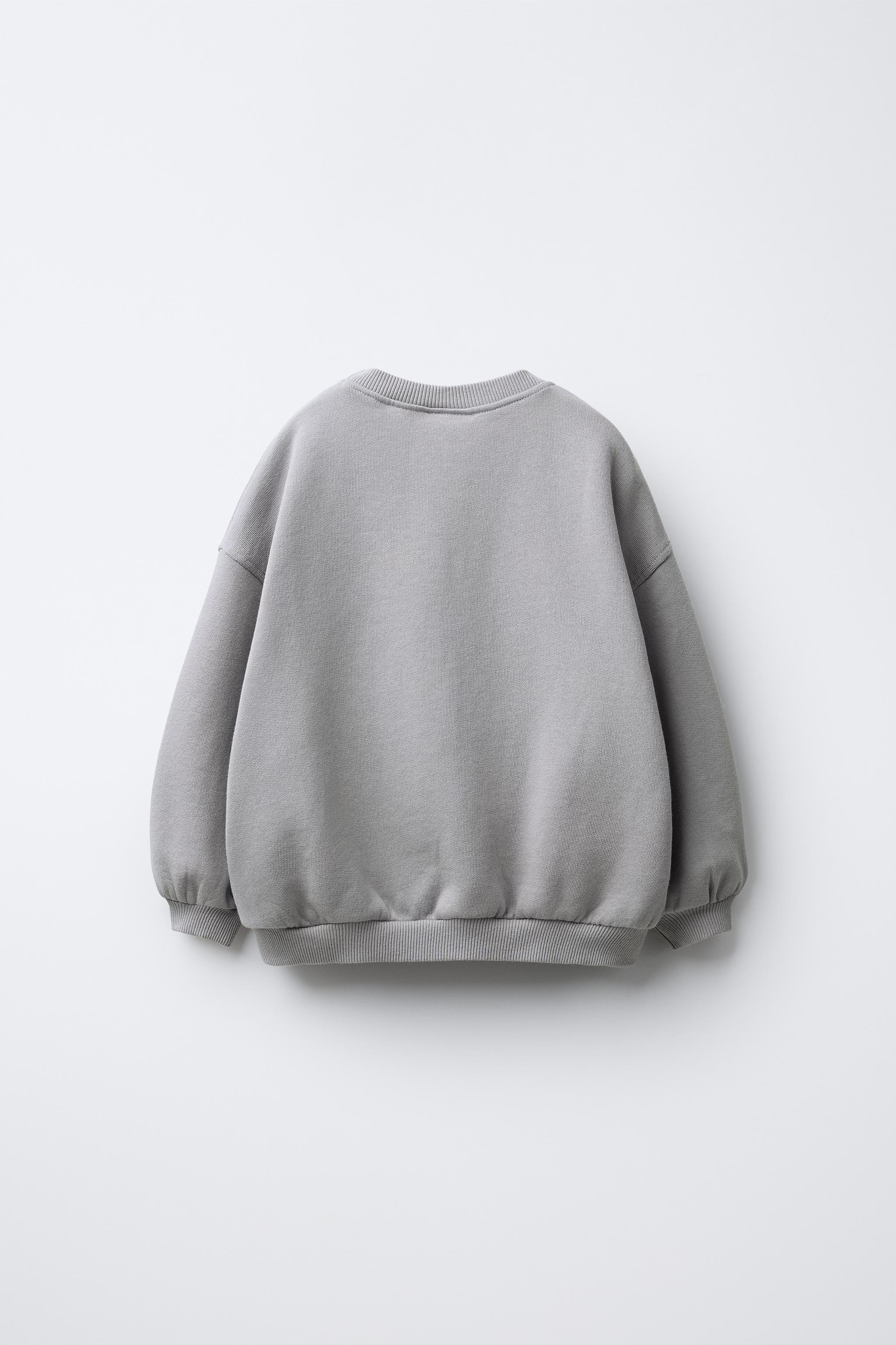 ♡Ⓜ️♡ EMBROIDERED HEART TEXT SWEATSHIRT - Mid-gray | ZARA United