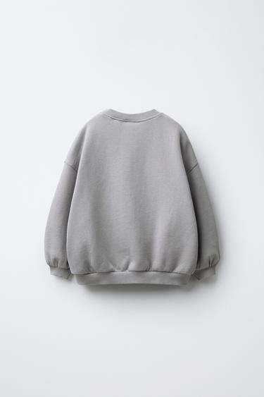 SWEAT CŒUR À INSCRIPTION BRODÉE - Gris moyen de Zara - Image 1