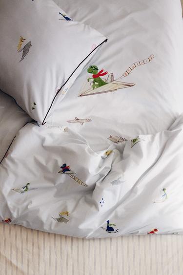 HOUSSE DE COUETTE ENFANT RÉVERSIBLE DINOSAURES - Bleu clair de Zara