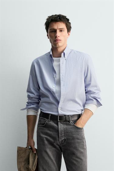 CAMISA XADREZ LIMITED EDITION - Azul-celeste da Zara