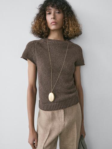 Zara Short sleeve knit sweater - Brown