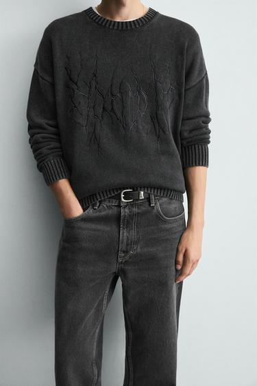 PULL LAVÉ BRODÉ - Noir de Zara - Image 5