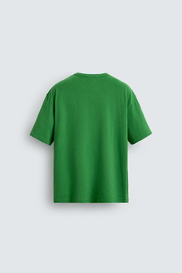 T-SHIRT RELAXED FIT À POCHE - Vert de Zara - Image 7