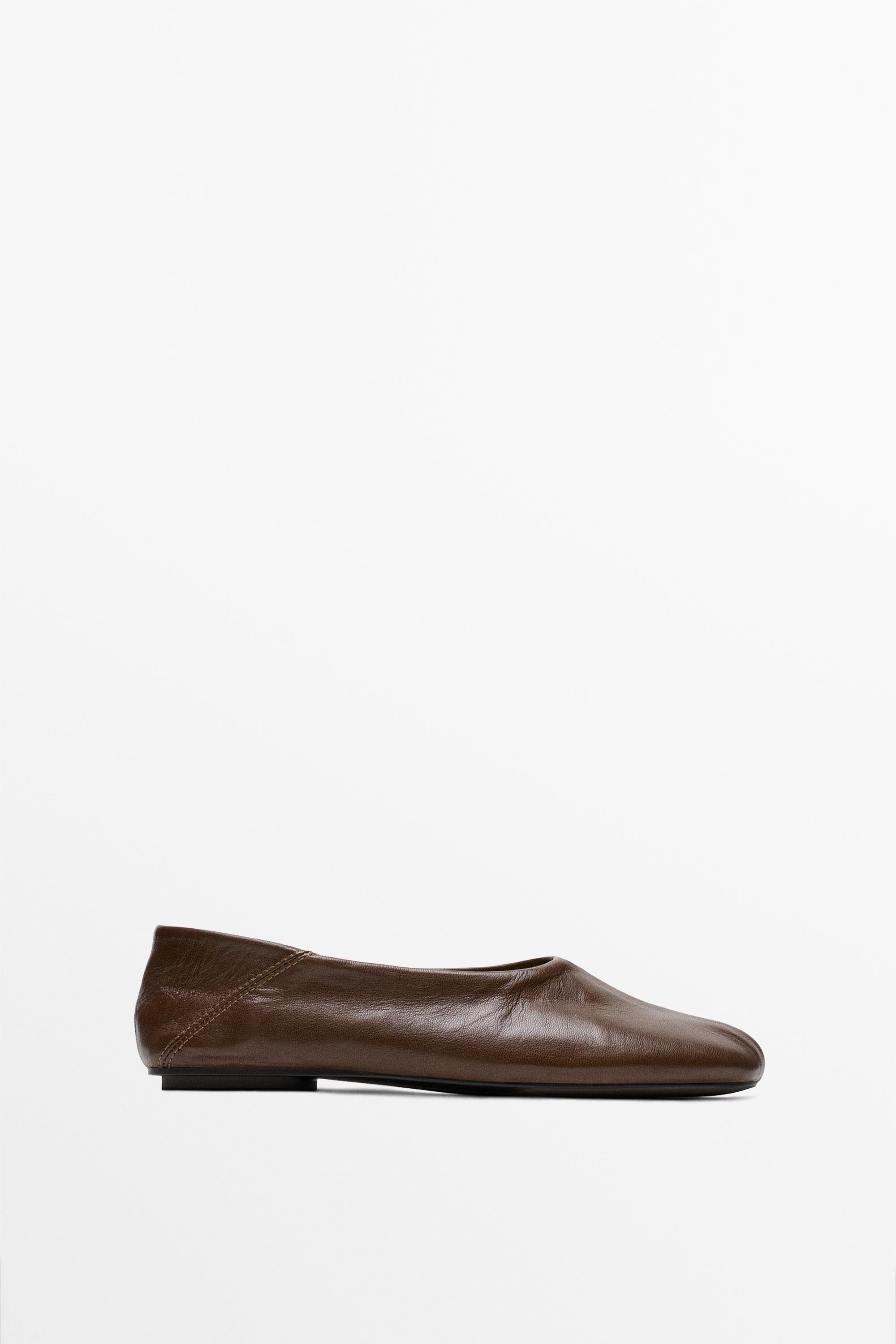 Soft leather ballet flat — Hazelnut Brown