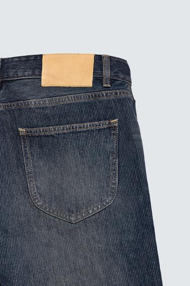 JEANS FLARE FIT MIT STRUKTUR - Marineblau / Weiß von Zara