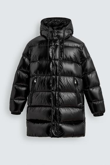 Zara LONG 100% FEATHER PUFFER JACKET - Black