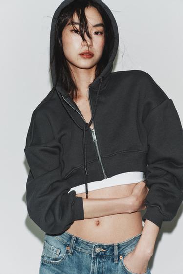 SWEAT CROP À CAPUCHE - Gris de Zara - Image 3