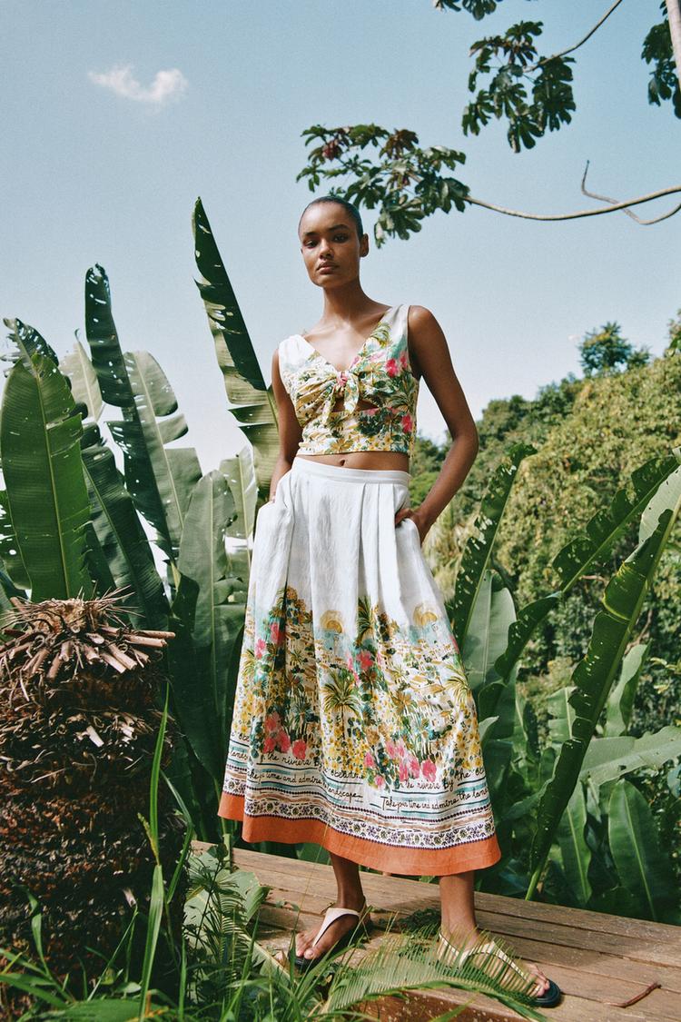 PRINTED MIDI LAYERED SKIRT Multicoloured ZARA India