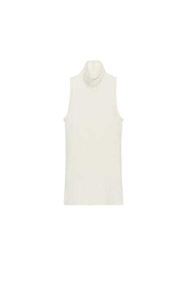 TOP SANS MANCHES À COL MONTANT - Blanc cassé de Zara