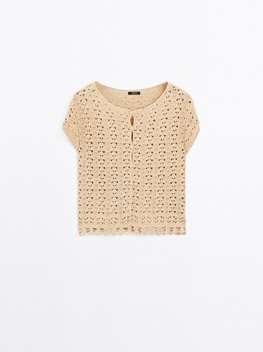 Zara Cutwork crochet cardigan - Dark mink